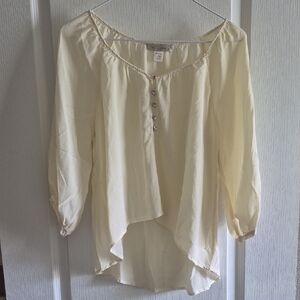 Trinity Cream Lightweight Boho Peasant Top